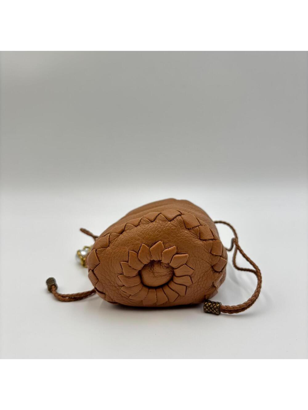 Bottega Veneta Mini Pearl Chain Bucket Bag Brown Leather With Dust Bag - Picture 3 of 6